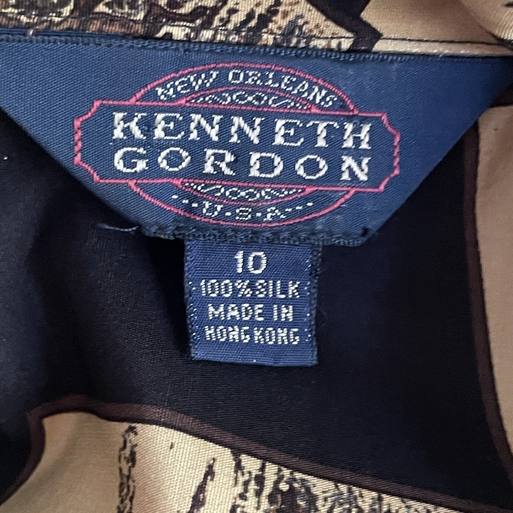 Vintage Kenneth Gordon 100% Silk Western Novelty Blouse - Picture 2 of 12